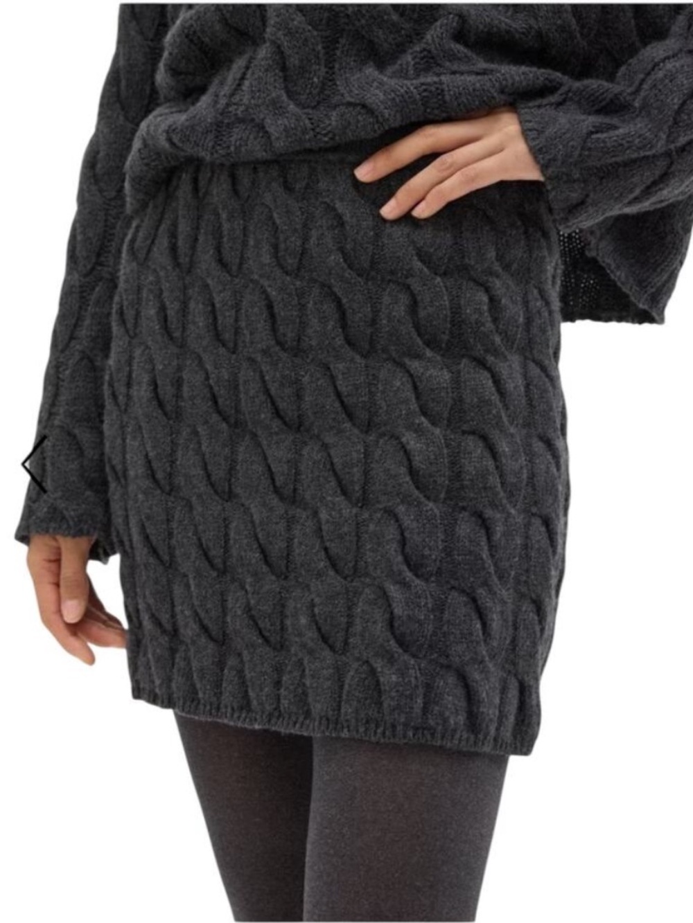Theory wool and cashmere cable knit sweater skirt mini length charcoal M